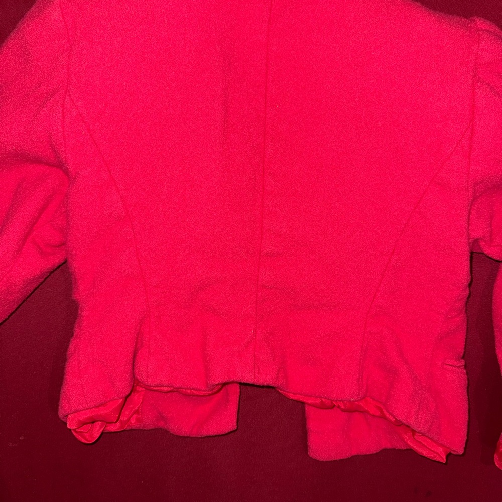 Vintage Petite Hot Pink 100% Wool Cropped Tailored Blazer - Picture 7 of 15
